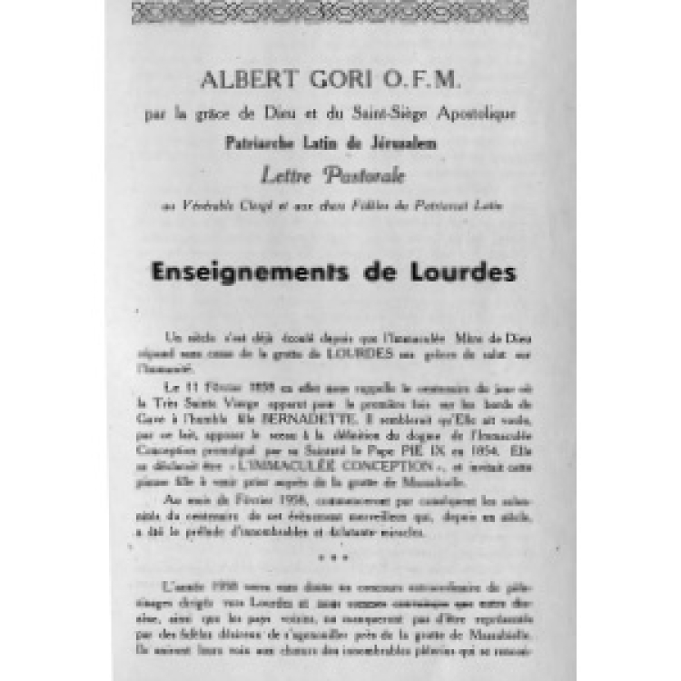 Gori - Lettre Pastorale 1958 Enseignements de Lourdes [Fr][It][Ar]