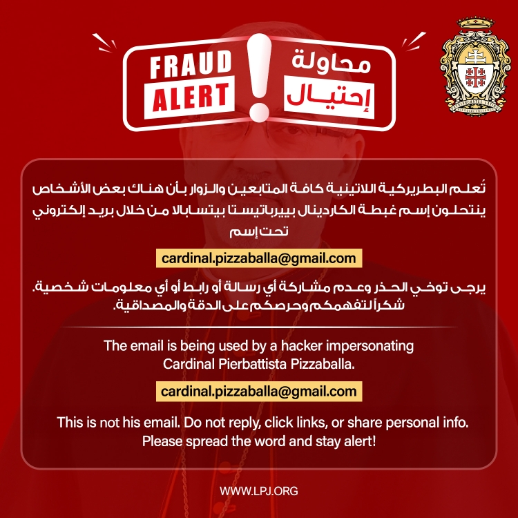 Alerte à un Faux Email : Usurpation de l'identité du Cardinal Pizzaballa